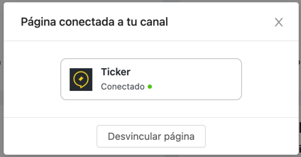 Desvincular pagina en Messenger en Ticker