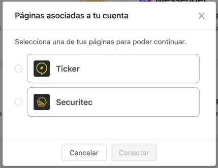 Paginas asociadas de Facebook en Ticker