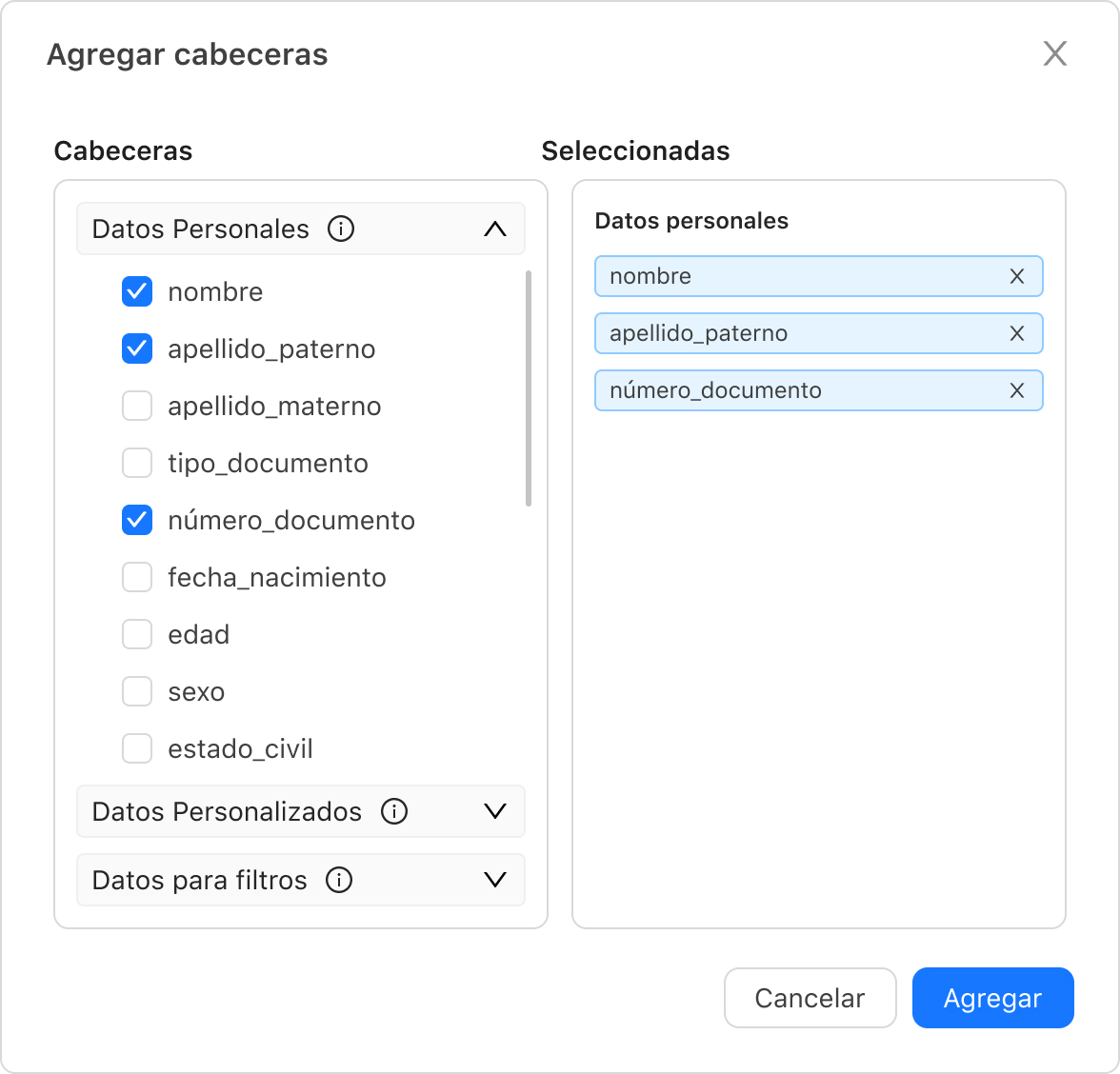 Imagen referencial y los que vienen por defecto ya marcados