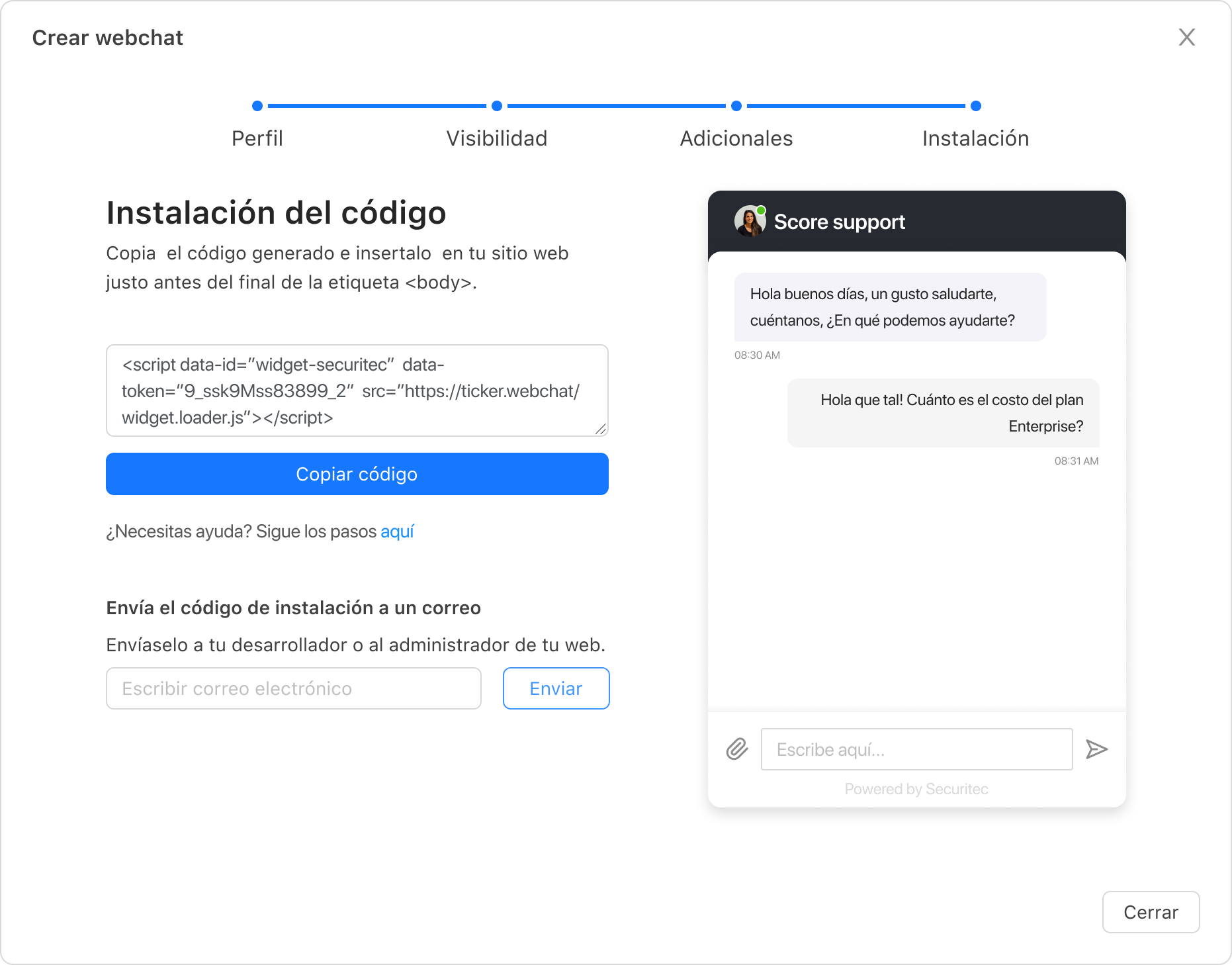 Crear Webchat - paso 4