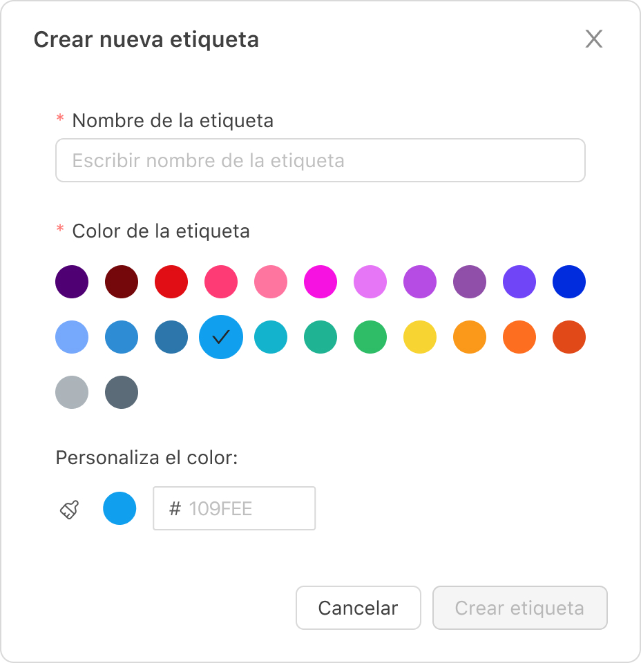 Crear nueva etiqueta