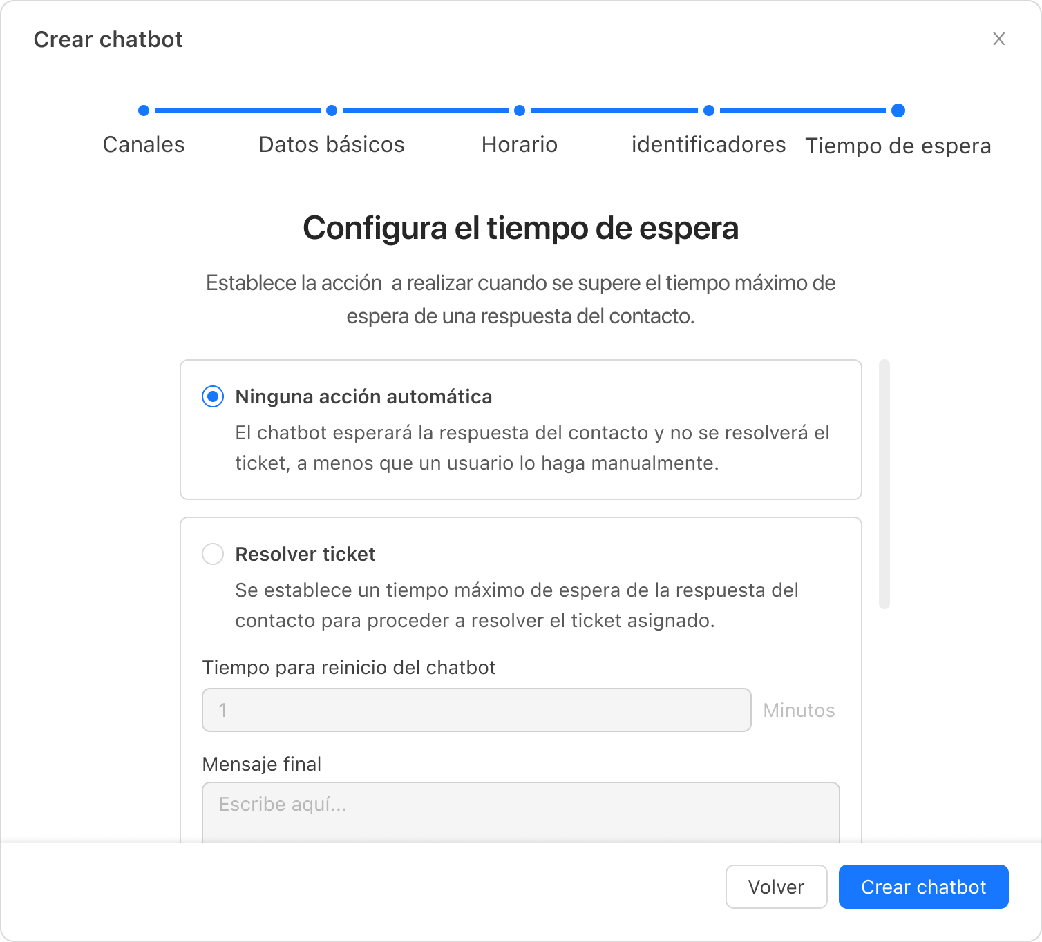 Configura el tiempo de espera en creación de WhatsApp