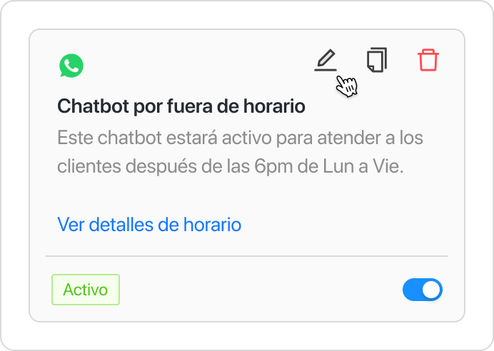 Acciones en el modal del chatbot