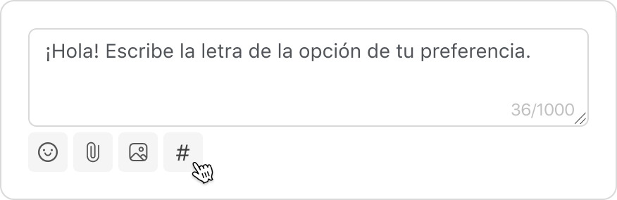 Opciones para el mensaje