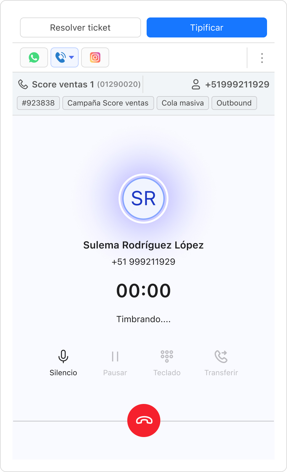 Llamada al contacto automáticamente