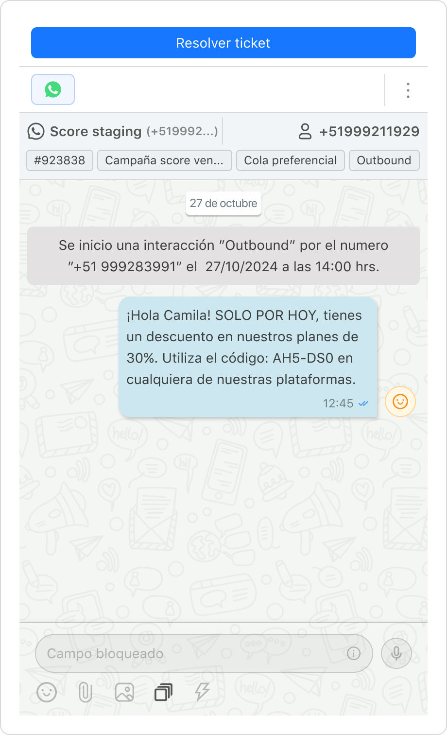 Imagen de la 2da columna ahora con la plantilla de WhatsApp enviada